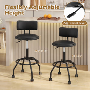 Set of 2 Modern Swivel Height Adjustable Bar Stool with Backrest-Black view 5