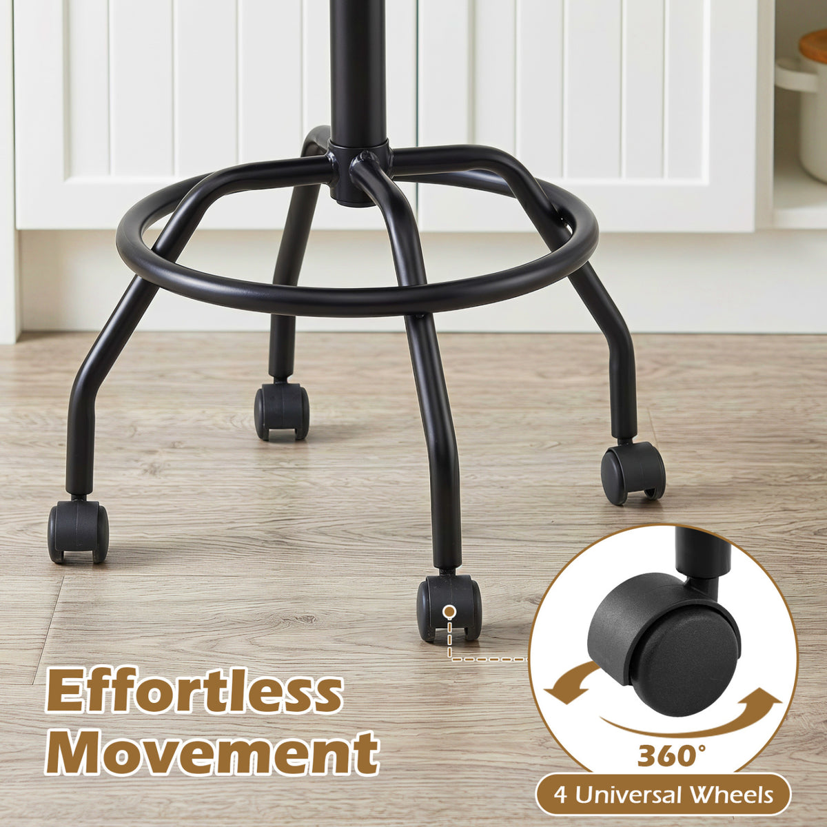 Set of 2 Modern Swivel Height Adjustable Bar Stool with Backrest-Black view 7