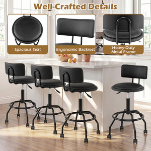 Set of 2 Modern Swivel Height Adjustable Bar Stool with Backrest-Black view 8