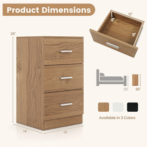Set of 2 Nightstand with Charging Station End Table with 3 Storage Drawers Bedside Table for Bedroom-Natural view 5