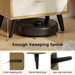 Set Of 2 Nightstands with LED Lights and Power Outlets for Living Room-Natrual view 9