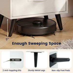 Set Of 2 Nightstands with LED Lights and Power Outlets for Living Room-White view 9