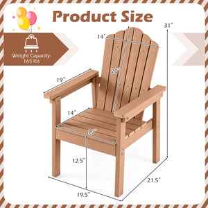 Set of 2 Outdoor Adirondack Chair with High Backrest Wide Armrests and Angled Seat for Deck-Brown view 4