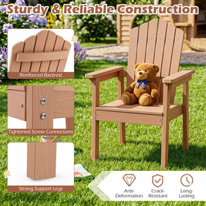 Set of 2 Outdoor Adirondack Chair with High Backrest Wide Armrests and Angled Seat for Deck-Brown view 5