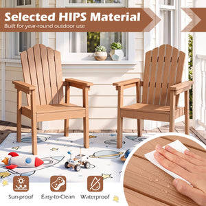Set of 2 Outdoor Adirondack Chair with High Backrest Wide Armrests and Angled Seat for Deck-Brown view 8