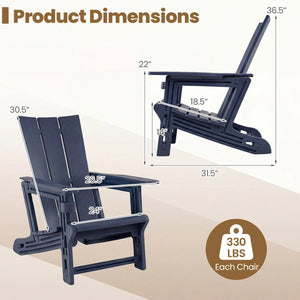 Set of 2﻿ Outdoor Adirondack Chairs with Cup Holder-Blue view 3