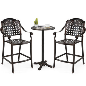 Set of 2 Outdoor Bar Stool 25.5 Inch Counter Height Cast Aluminum Bar Chairs-Copper view 4