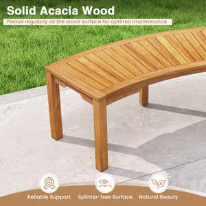 Set of 2 Outdoor Bench Acacia Wood Curved Garden Bench 2-Person view 5