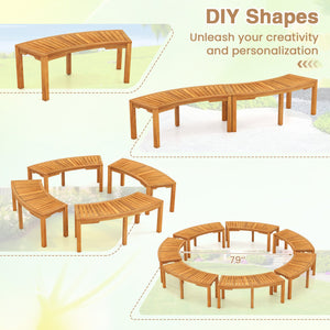 Set of 2 Outdoor Bench Acacia Wood Curved Garden Bench 2-Person view 7