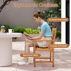 Set of 2 Outdoor Dining Chairs Acacia Wood with Cross-Pattern Backrest view 8