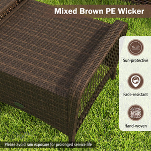 Set of 2 Outdoor Patio PE Wicker Ottomans with Removable Cushions-Navy view 8