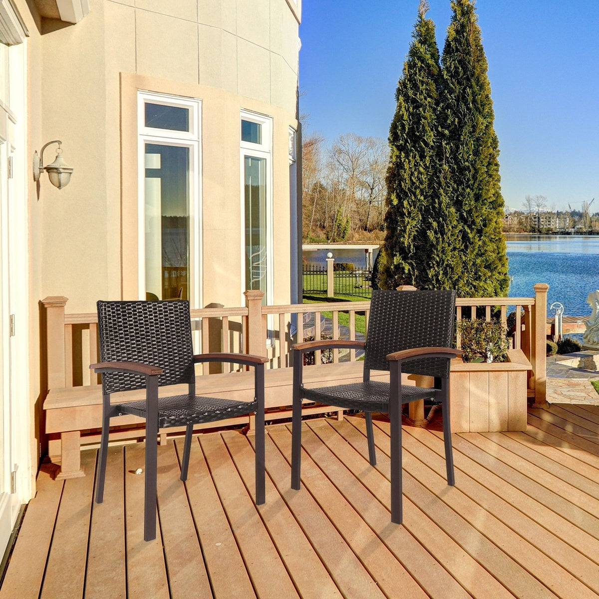 Set of 2 Outdoor Patio Wicker Dining Chairs view 3