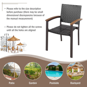 Set of 2 Outdoor Patio Wicker Dining Chairs view 6