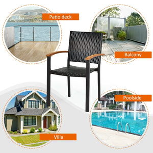 Set of 2 Outdoor Patio Wicker Dining Chairs view 8