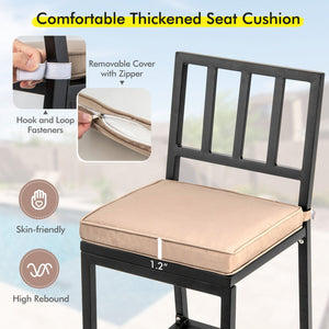 Set of 2 Patio Bar Chairs with Detachable Cushion and Footrest-Vertical Stripes view 9