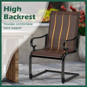 Set of 2 Patio Chairs with Quick-drying and Breathable Fabric for Backyard-Brown view 8