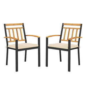 Set of 2 Patio Dining Chairs with Removable Padded Cushions-17 Inches