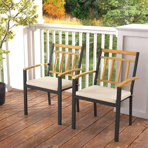 Set of 2 Patio Dining Chairs with Removable Padded Cushions-17 Inches view 2