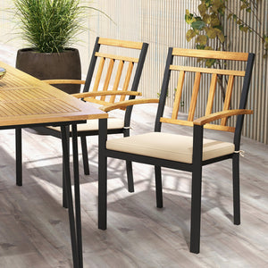 Set of 2 Patio Dining Chairs with Removable Padded Cushions-17 Inches view 3