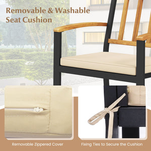 Set of 2 Patio Dining Chairs with Removable Padded Cushions-17 Inches view 6