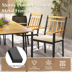 Set of 2 Patio Dining Chairs with Removable Padded Cushions-17 Inches view 7