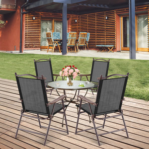 Set of 2 Patio Folding Sling Back Camping Deck Chairs-Black view 6