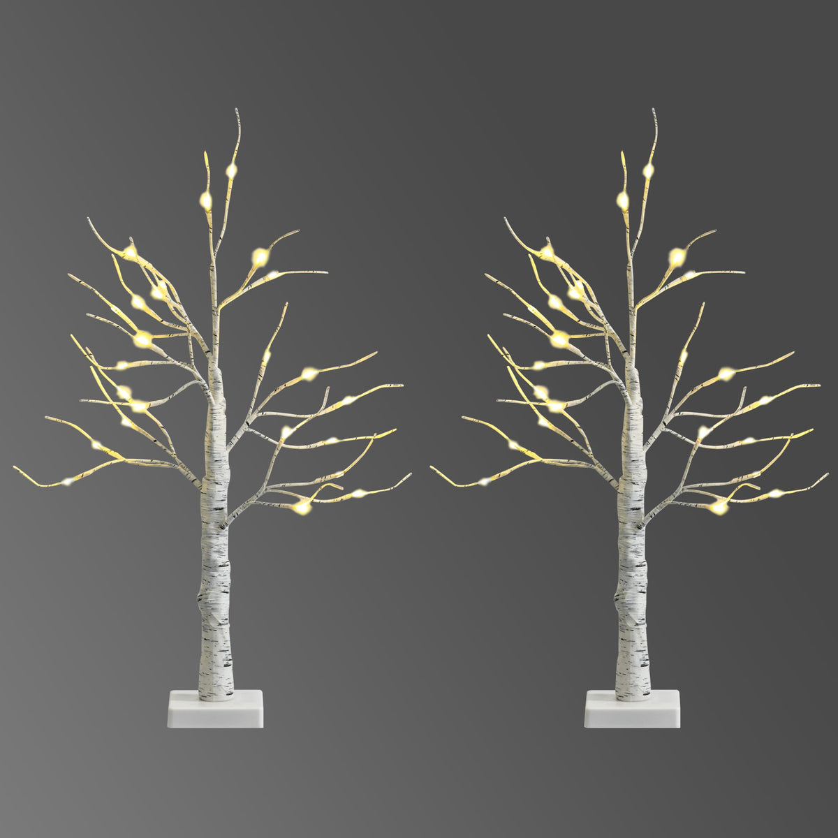 Set of 2 Pre-lit White Twig Birch Tree Battery Powered for Christmas Holiday view 4