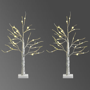 Set of 2 Pre-lit White Twig Birch Tree Battery Powered for Christmas Holiday view 4