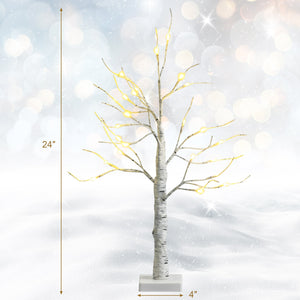 Set of 2 Pre-lit White Twig Birch Tree Battery Powered for Christmas Holiday view 5