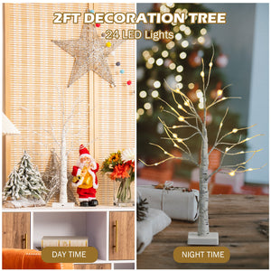 Set of 2 Pre-lit White Twig Birch Tree Battery Powered for Christmas Holiday view 9