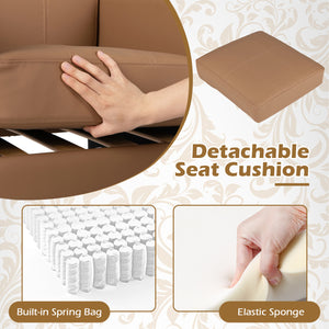 Set of 2 PU Leather Modern Accent Chair with Removable Seat Cushion-Brown view 5