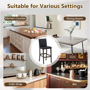 Set of 2 PVC Dining Leather Bar Stools with Solid Wood Legs-29 inches view 8
