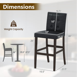 Set of 2 PVC Leather Bar Stools with Solid Wood Legs view 4