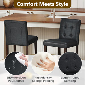 Set of 2 PVC Leather Bar Stools with Solid Wood Legs view 5