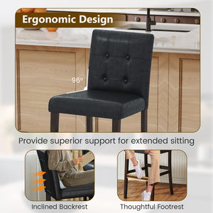 Set of 2 PVC Leather Bar Stools with Solid Wood Legs view 6