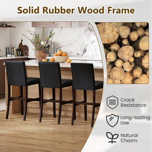 Set of 2 PVC Leather Bar Stools with Solid Wood Legs view 7