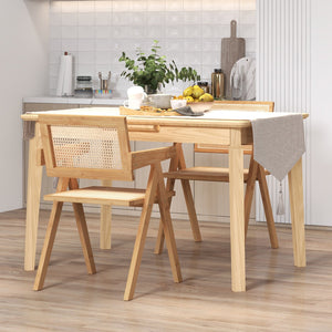 Set of 2 Rattan Accent Chairs with Natural Bamboo Frame-Natural view 8