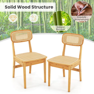 Set of 2 Rattan Dining Chairs with Simulated Rattan Backrest-Natural view 7
