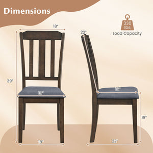 Set of 2 Rubber Wood Dining Room Chairs with Comfortable Backrest-Brown view 4
