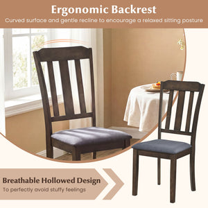Set of 2 Rubber Wood Dining Room Chairs with Comfortable Backrest-Brown view 5