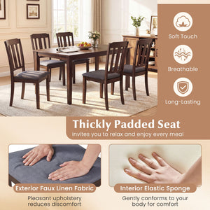 Set of 2 Rubber Wood Dining Room Chairs with Comfortable Backrest-Brown view 6