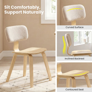 Set of 2 Rubber Wood Dining Room Chairs with Teddy Velvet Padded Backrest-Natural view 7