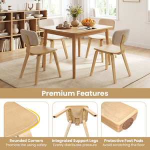 Set of 2 Rubber Wood Dining Room Chairs with Teddy Velvet Padded Backrest-Natural view 9