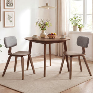 Set of 2 Rubber Wood Dining Room Chairs with Teddy Velvet Padded Backrest-Walnut view 5