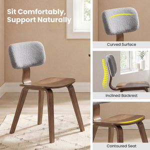 Set of 2 Rubber Wood Dining Room Chairs with Teddy Velvet Padded Backrest-Walnut view 7