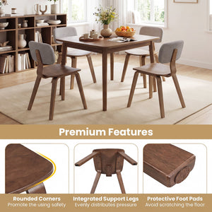 Set of 2 Rubber Wood Dining Room Chairs with Teddy Velvet Padded Backrest-Walnut view 9