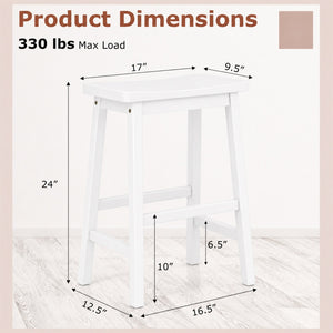 Set of 2 Saddle-Seat Counter Height Stools with Curved Seat and Footrests-Beige view 4