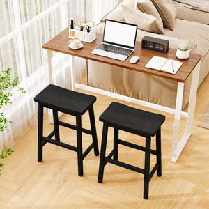 Set of 2 Saddle-Seat Counter Height Stools with Curved Seat and Footrests-Black view 3