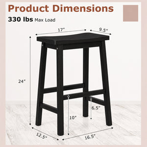 Set of 2 Saddle-Seat Counter Height Stools with Curved Seat and Footrests-Black view 4