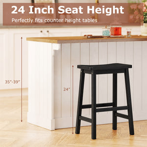 Set of 2 Saddle-Seat Counter Height Stools with Curved Seat and Footrests-Black view 5